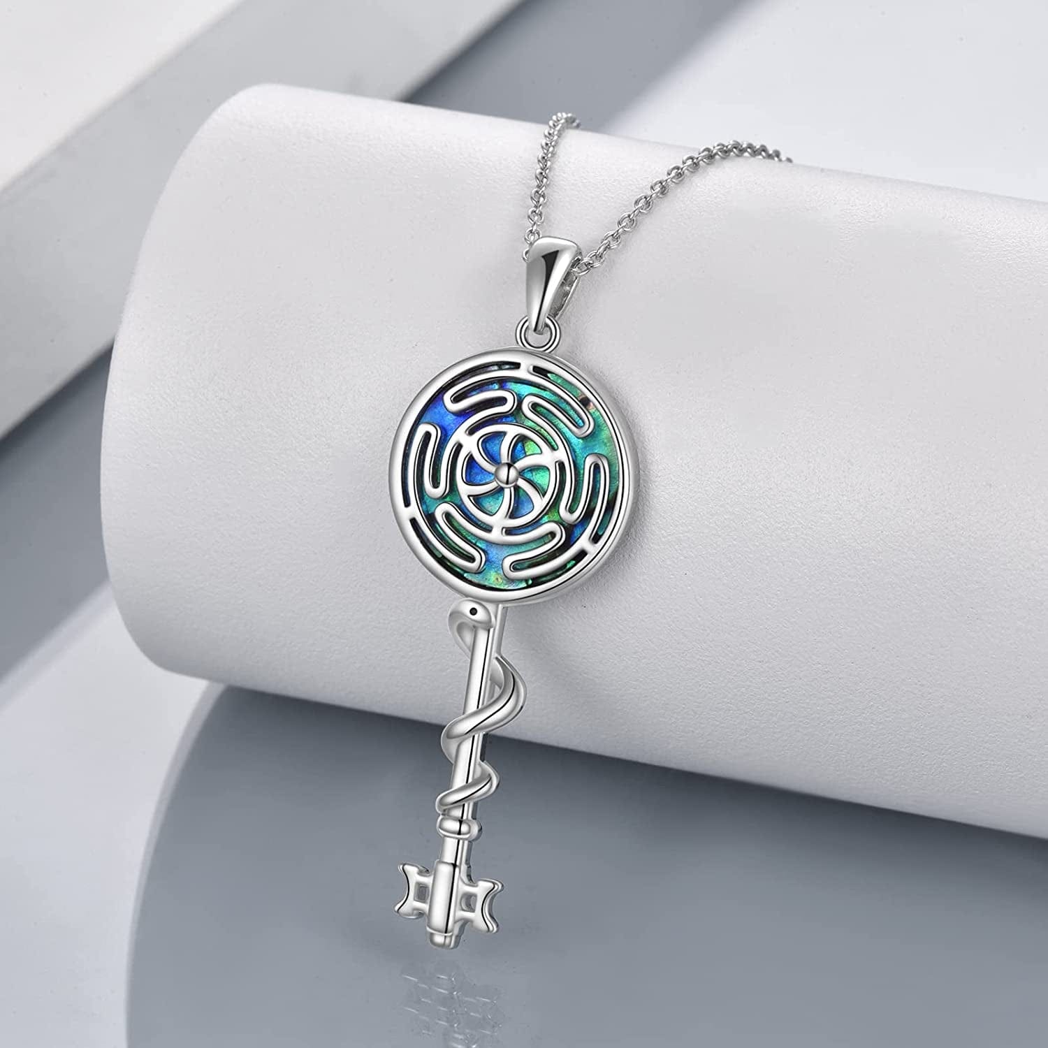 Hecate Necklace S925 Silver Wiccan Wheel of Hecate Goddess Symbol Pendant Necklace for Women Style C-Hecate Goddess