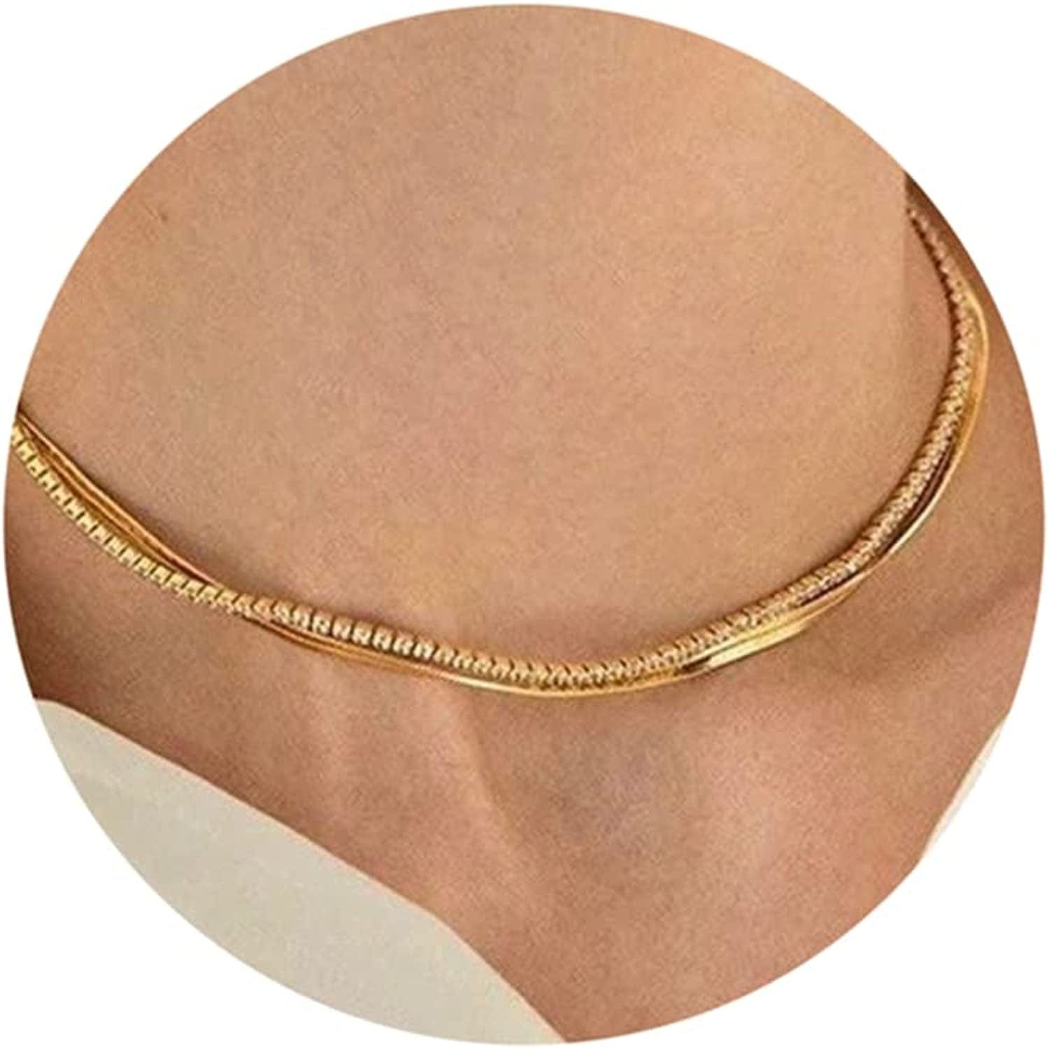 Herringbone Necklace for Women Dainty 14K Gold Snake Chain Necklace Layered Gold Herringbone Double Flat Snake Chain Choker Necklace Thin Chunky Chain Necklace Gift for Her layered tennis 3mm gold