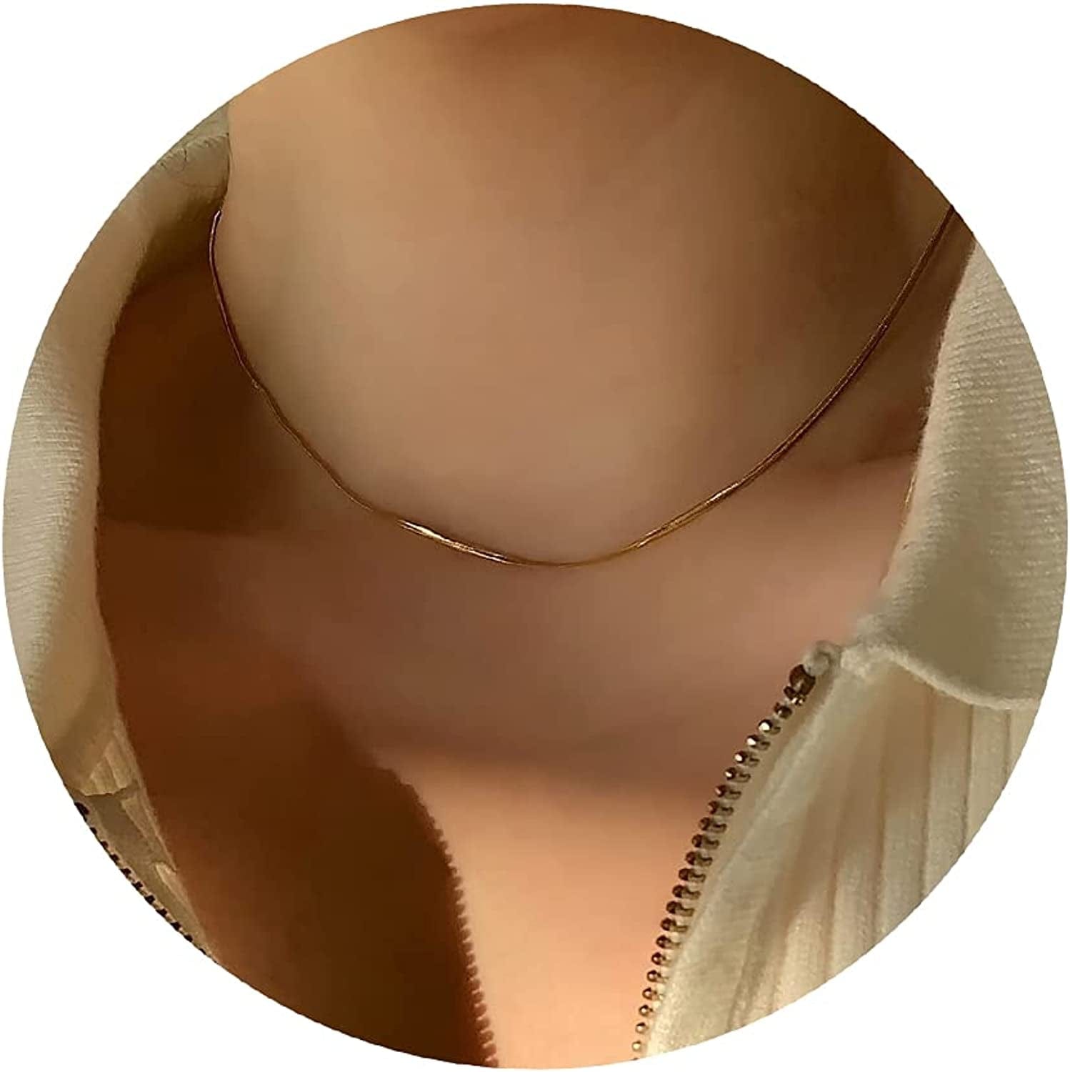 Herringbone Necklace for Women Dainty 14K Gold Snake Chain Necklace Layered Gold Herringbone Double Flat Snake Chain Choker Necklace Thin Chunky Chain Necklace Gift for Her 1.5mm/14inch gold