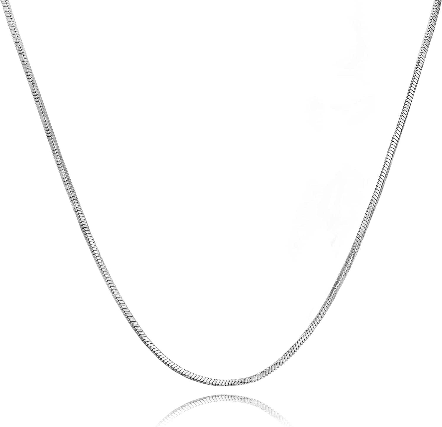 Herringbone Necklace for Women Dainty 14K Gold Snake Chain Necklace Layered Gold Herringbone Double Flat Snake Chain Choker Necklace Thin Chunky Chain Necklace Gift for Her 1.5mm/16.5inch silver
