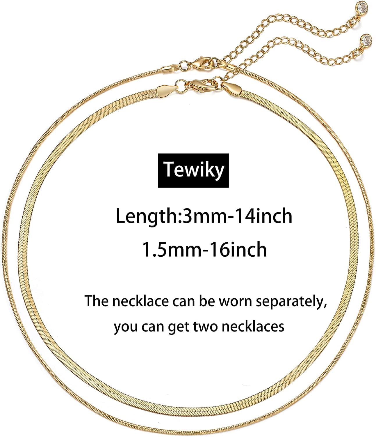 Herringbone Necklace for Women Dainty 14K Gold Snake Chain Necklace Layered Gold Herringbone Double Flat Snake Chain Choker Necklace Thin Chunky Chain Necklace Gift for Her