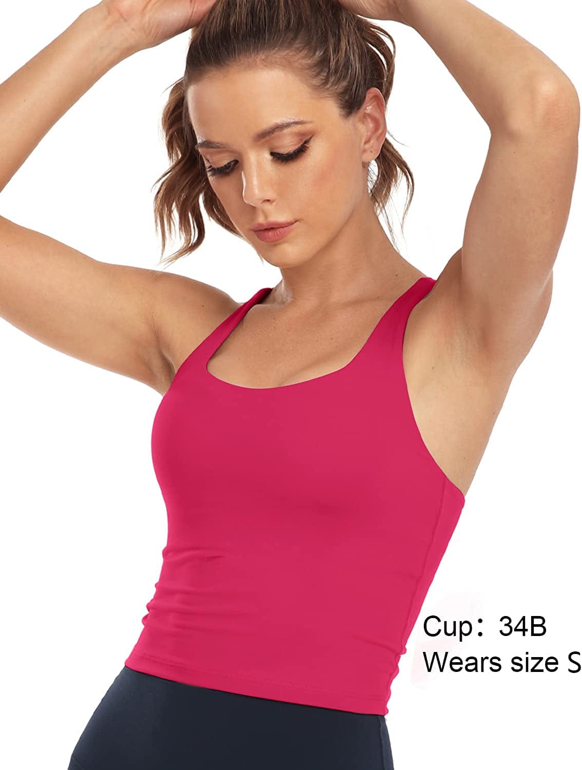 Heynuts Longline Zeal Bras Medium Impact Wirefree Sports Bras Workout Tank Tops with Removable Pads, A-D Cups