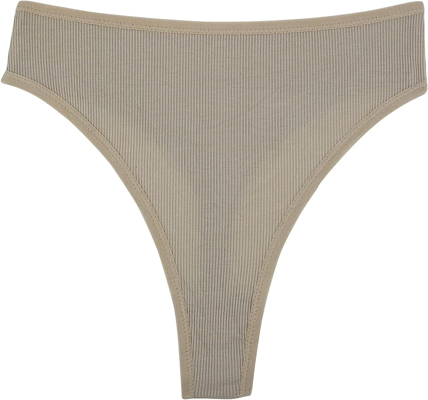 High Waisted Cotton Thongs Underwear for Women Breathable Sport Athletics Panties High Rise plus Size Multipack