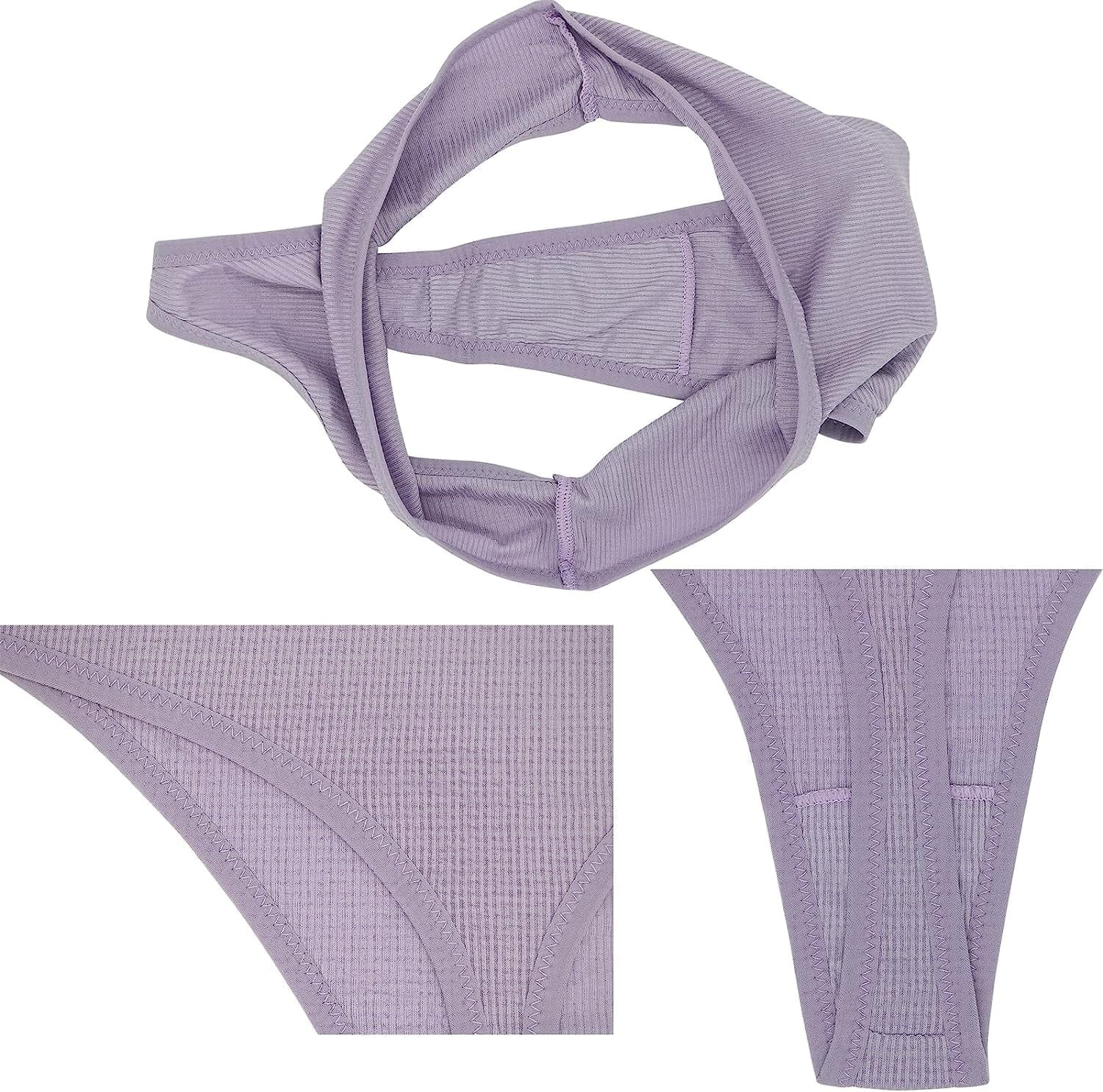 High Waisted Cotton Thongs Underwear for Women Breathable Sport Athletics Panties High Rise plus Size Multipack