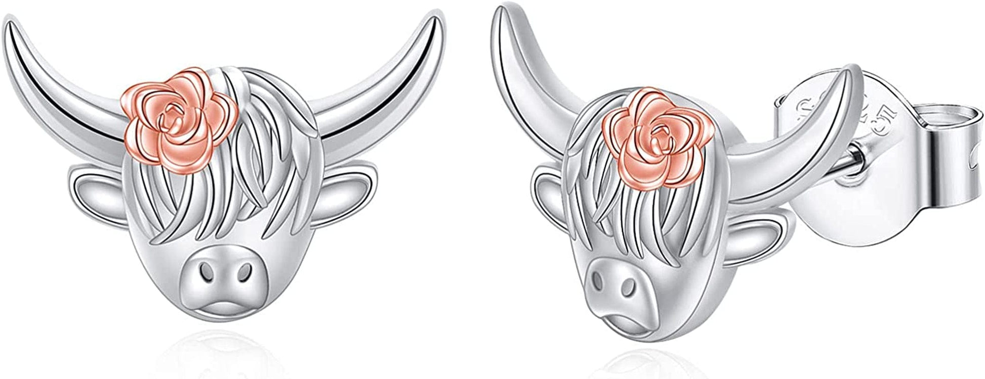 Highland Cow Scottie Dog Greyhound Chihuahua Flamingo Octopus Stud Earrings Sterling Silver Cow Bull Earrings Cute Animal Lover Jewelry Gifts studs