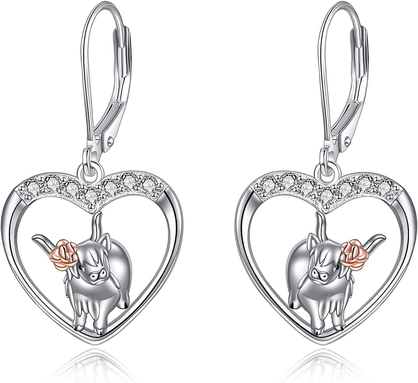 Highland Cow Scottie Dog Greyhound Chihuahua Flamingo Octopus Stud Earrings Sterling Silver Cow Bull Earrings Cute Animal Lover Jewelry Gifts Drop