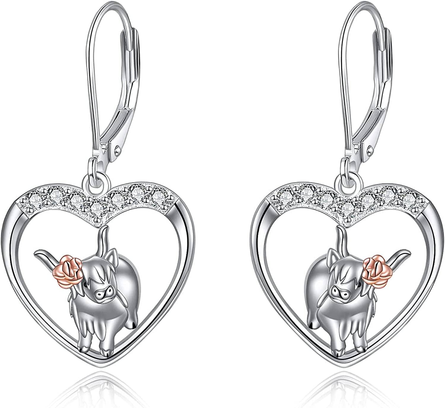 Highland Cow Scottie Dog Greyhound Chihuahua Flamingo Octopus Stud Earrings Sterling Silver Cow Bull Earrings Cute Animal Lover Jewelry Gifts Drop