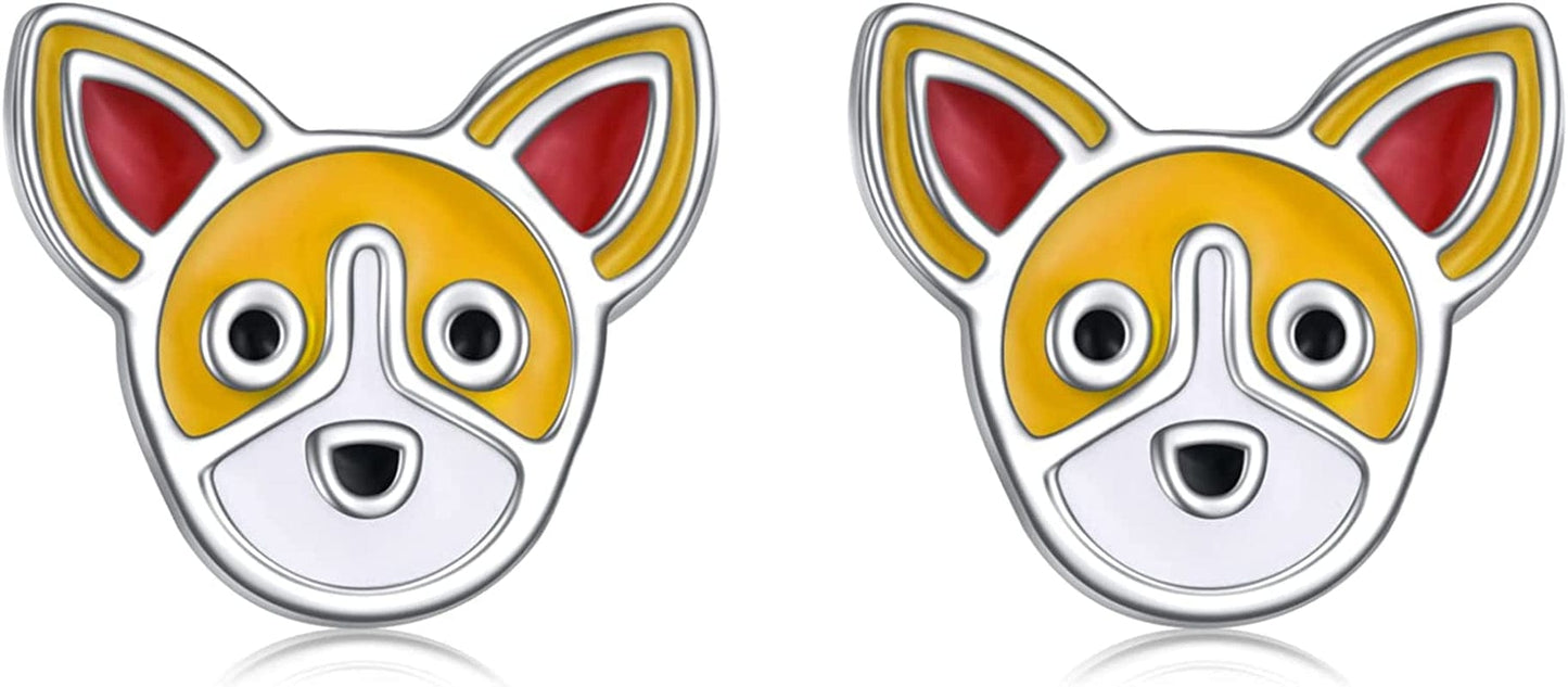 Highland Cow Scottie Dog Greyhound Chihuahua Flamingo Octopus Stud Earrings Sterling Silver Cow Bull Earrings Cute Animal Lover Jewelry Gifts Chihuahua