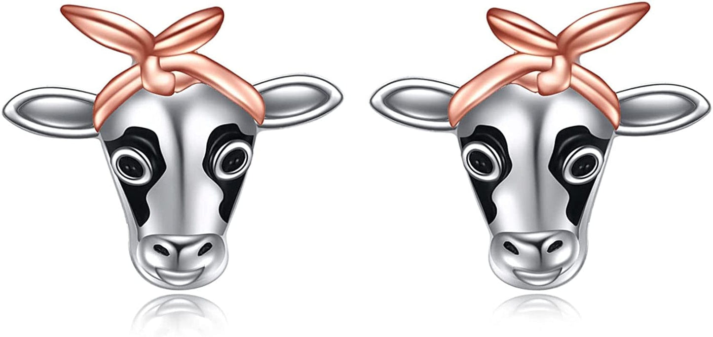 Highland Cow Scottie Dog Greyhound Chihuahua Flamingo Octopus Stud Earrings Sterling Silver Cow Bull Earrings Cute Animal Lover Jewelry Gifts Cow