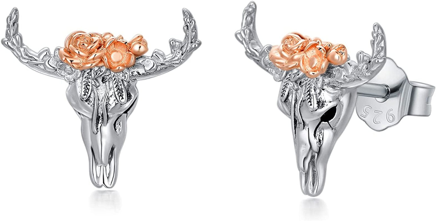 Highland Cow Scottie Dog Greyhound Chihuahua Flamingo Octopus Stud Earrings Sterling Silver Cow Bull Earrings Cute Animal Lover Jewelry Gifts cow skull studs