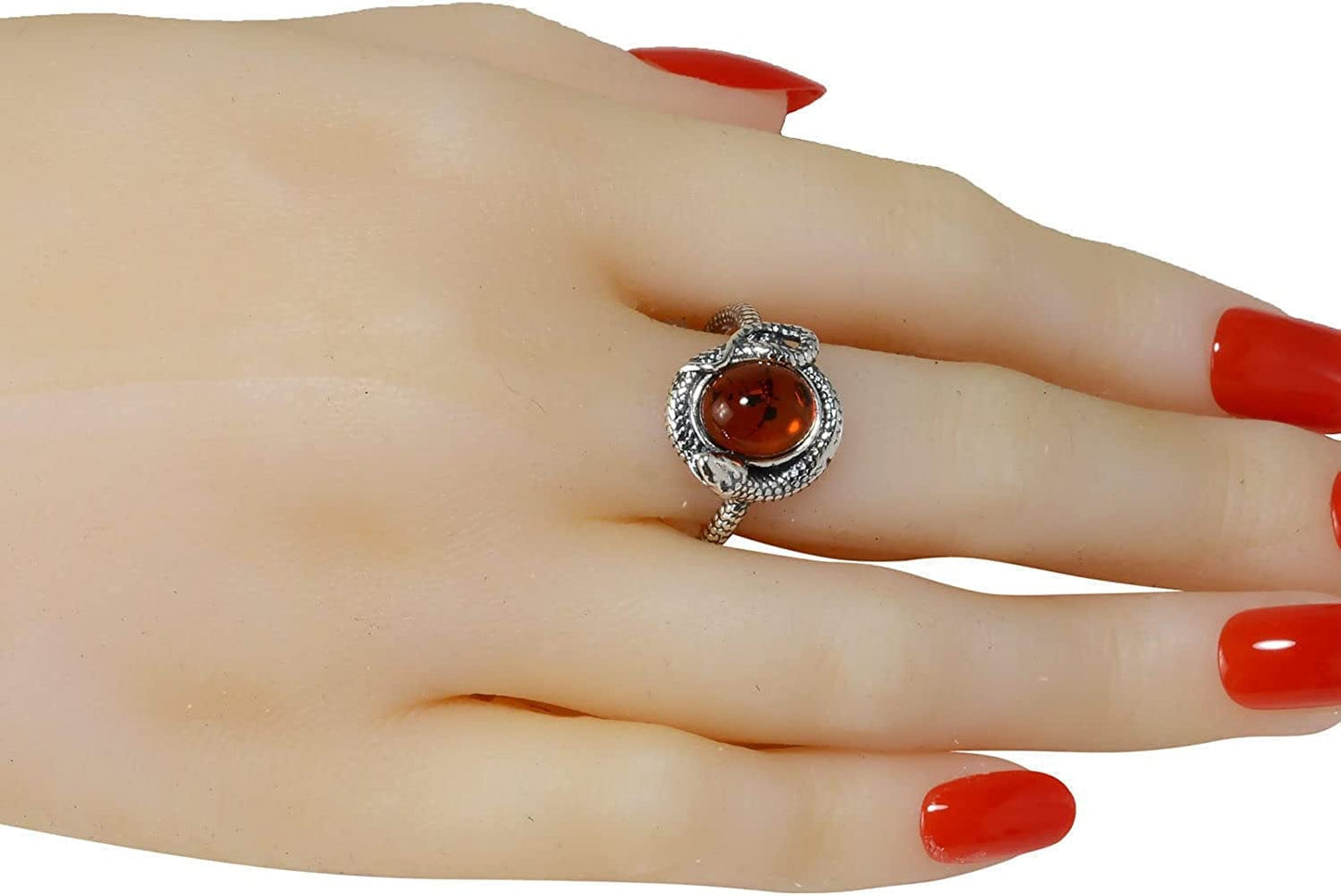 Holidaygiftshops Sterling Silver and Baltic Honey Amber Snake Ring