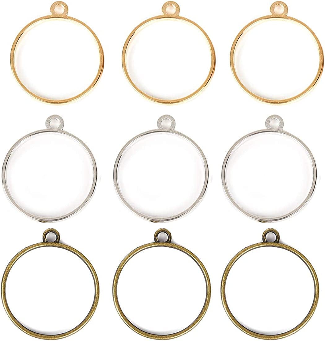 Hollow Mold Pendants Assorted Geometric Pressed Flower Frame DIY Crafts for Resin Earring Necklace Style 2-Round Shape