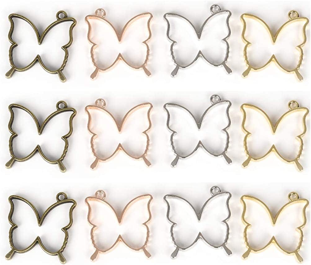 Hollow Mold Pendants Assorted Geometric Pressed Flower Frame DIY Crafts for Resin Earring Necklace Style 7-Butterfly Shape
