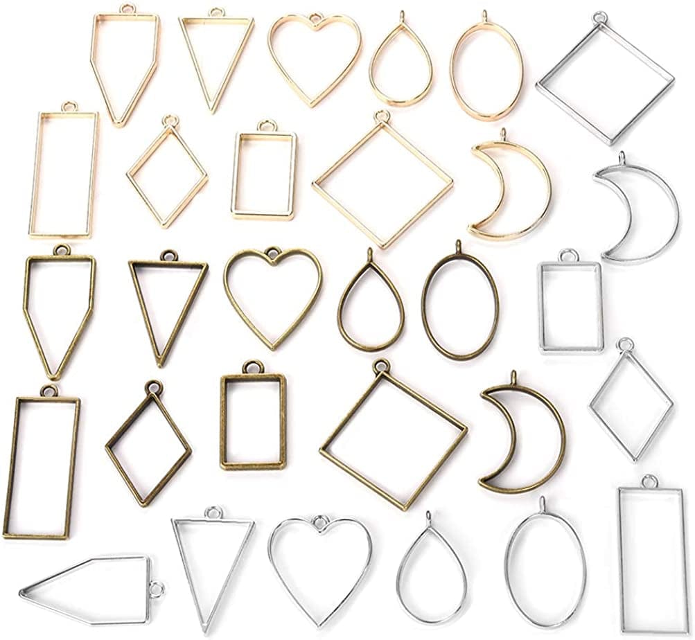 Hollow Mold Pendants Assorted Geometric Pressed Flower Frame DIY Crafts for Resin Earring Necklace Style 1-Mix Shape