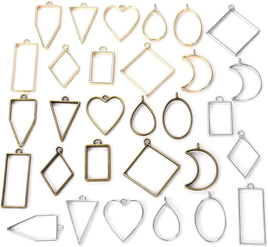 Hollow Mold Pendants Assorted Geometric Pressed Flower Frame DIY Crafts for Resin Earring Necklace Style 1-Mix Shape
