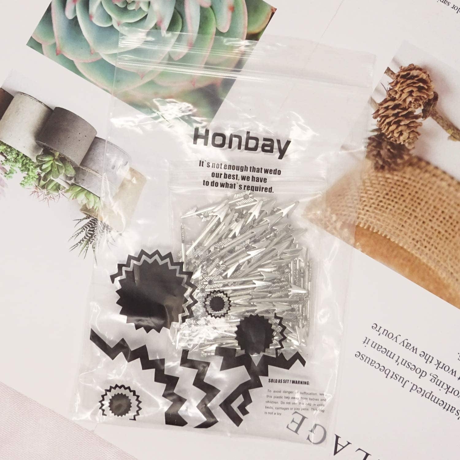 Honbay 100PCS 1.2Inch Antique Silver Alloy Arrow Charms Pendant for Jewelry Making or DIY Crafts