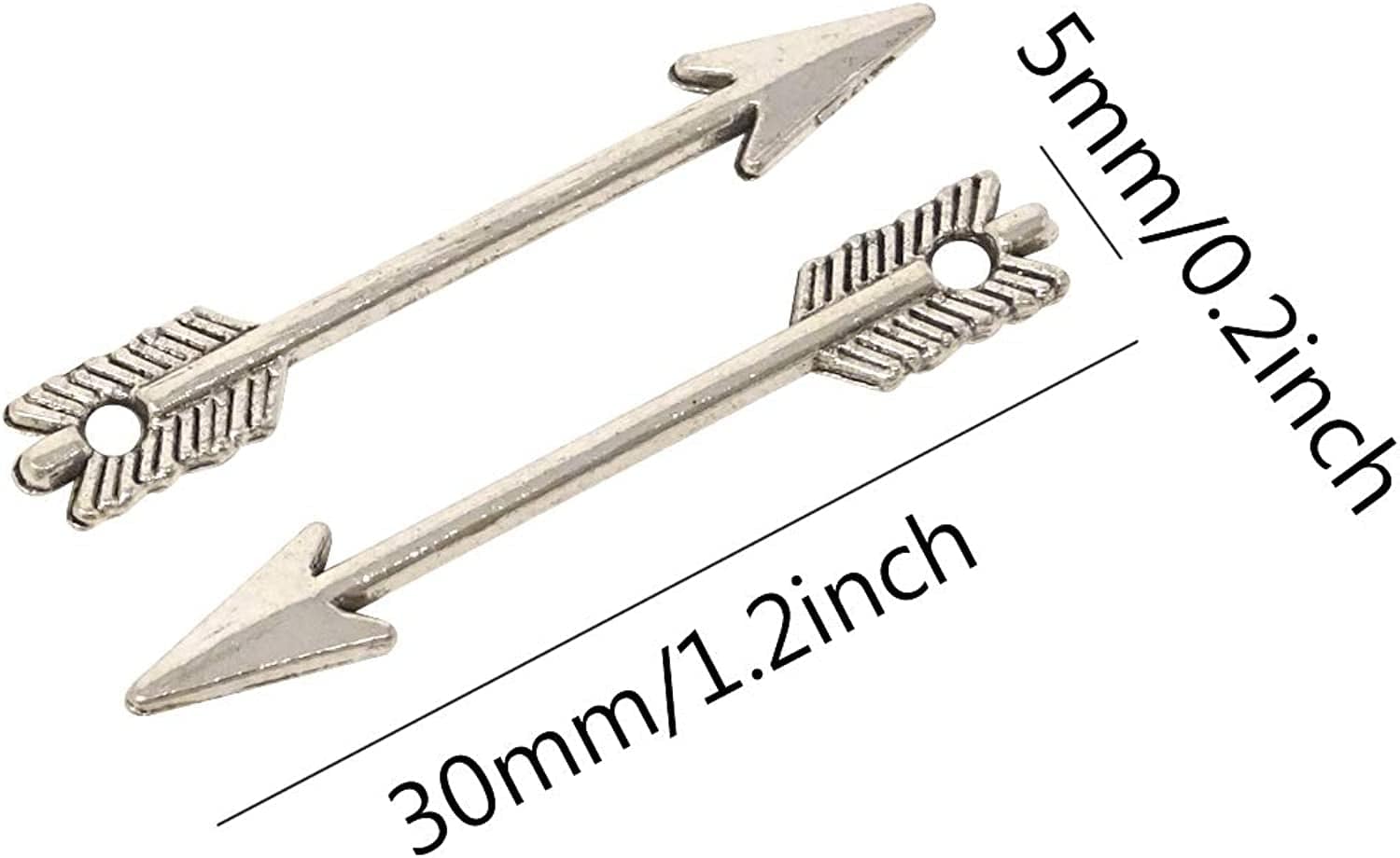 Honbay 100PCS 1.2Inch Antique Silver Alloy Arrow Charms Pendant for Jewelry Making or DIY Crafts