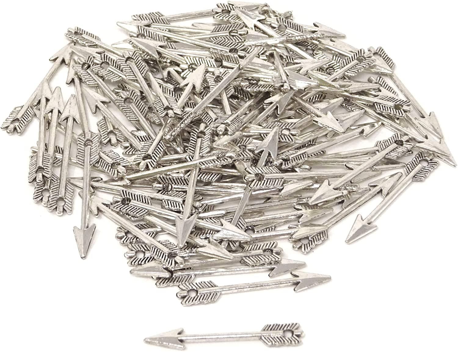 Honbay 100PCS 1.2Inch Antique Silver Alloy Arrow Charms Pendant for Jewelry Making or DIY Crafts