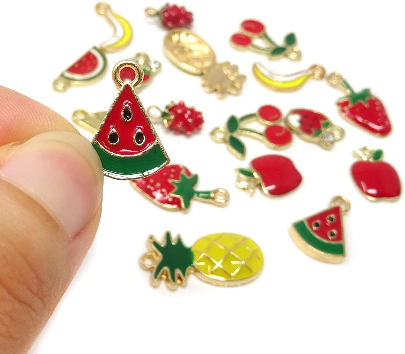 Honbay 18PCS Enamel Fruit Charm Pendants for Jewelry Making or DIY Crafts