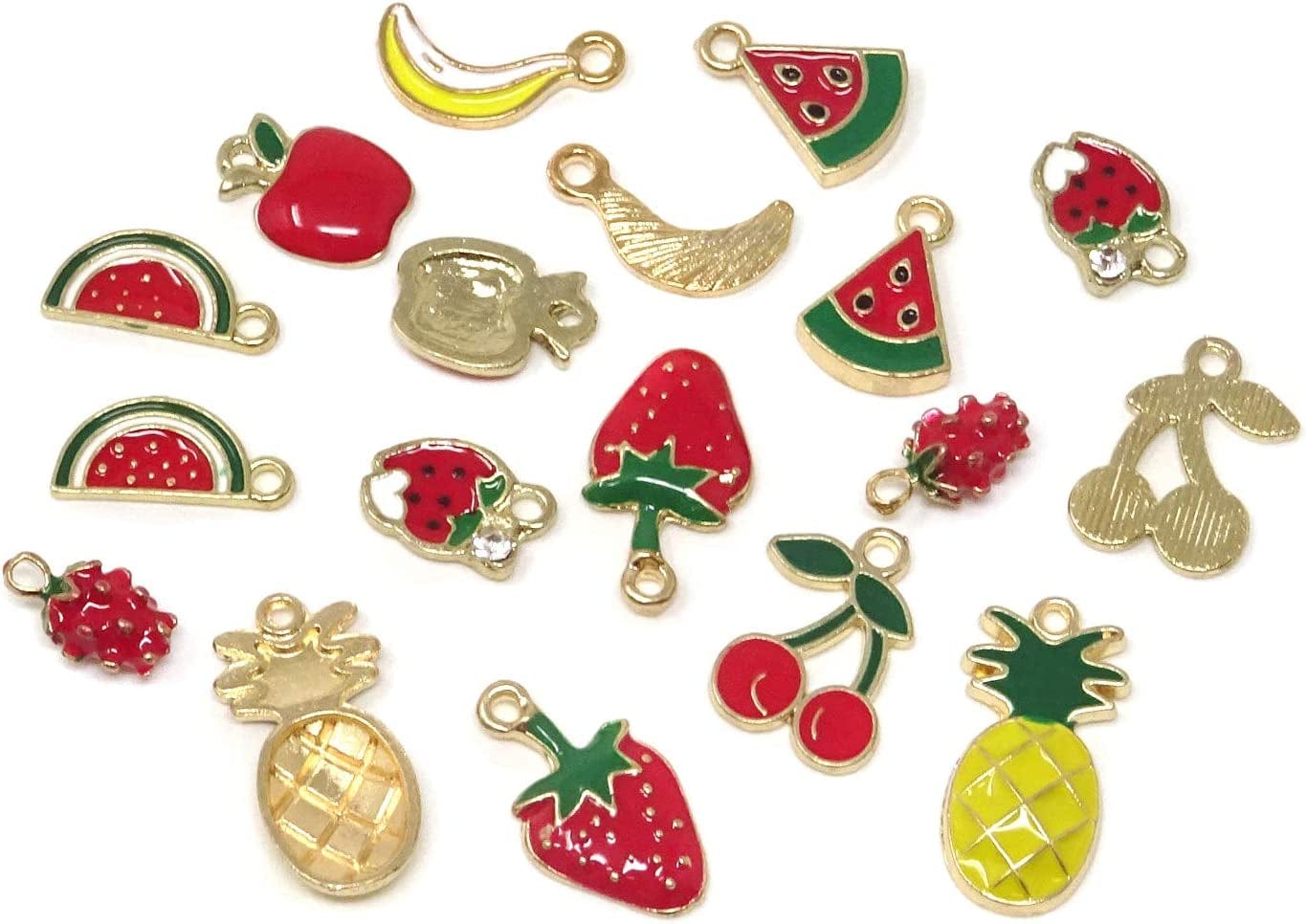 Honbay 18PCS Enamel Fruit Charm Pendants for Jewelry Making or DIY Crafts