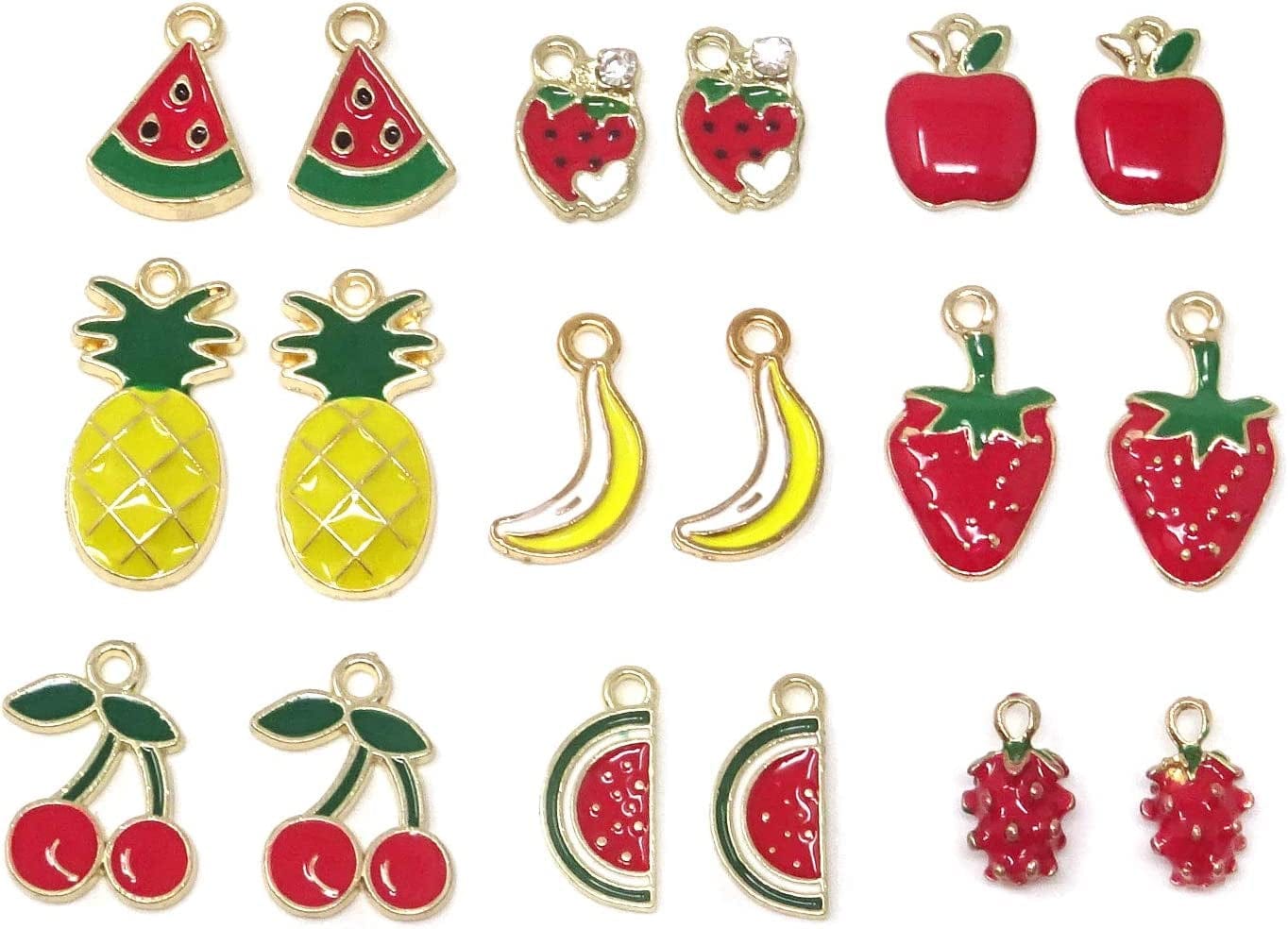 Honbay 18PCS Enamel Fruit Charm Pendants for Jewelry Making or DIY Crafts