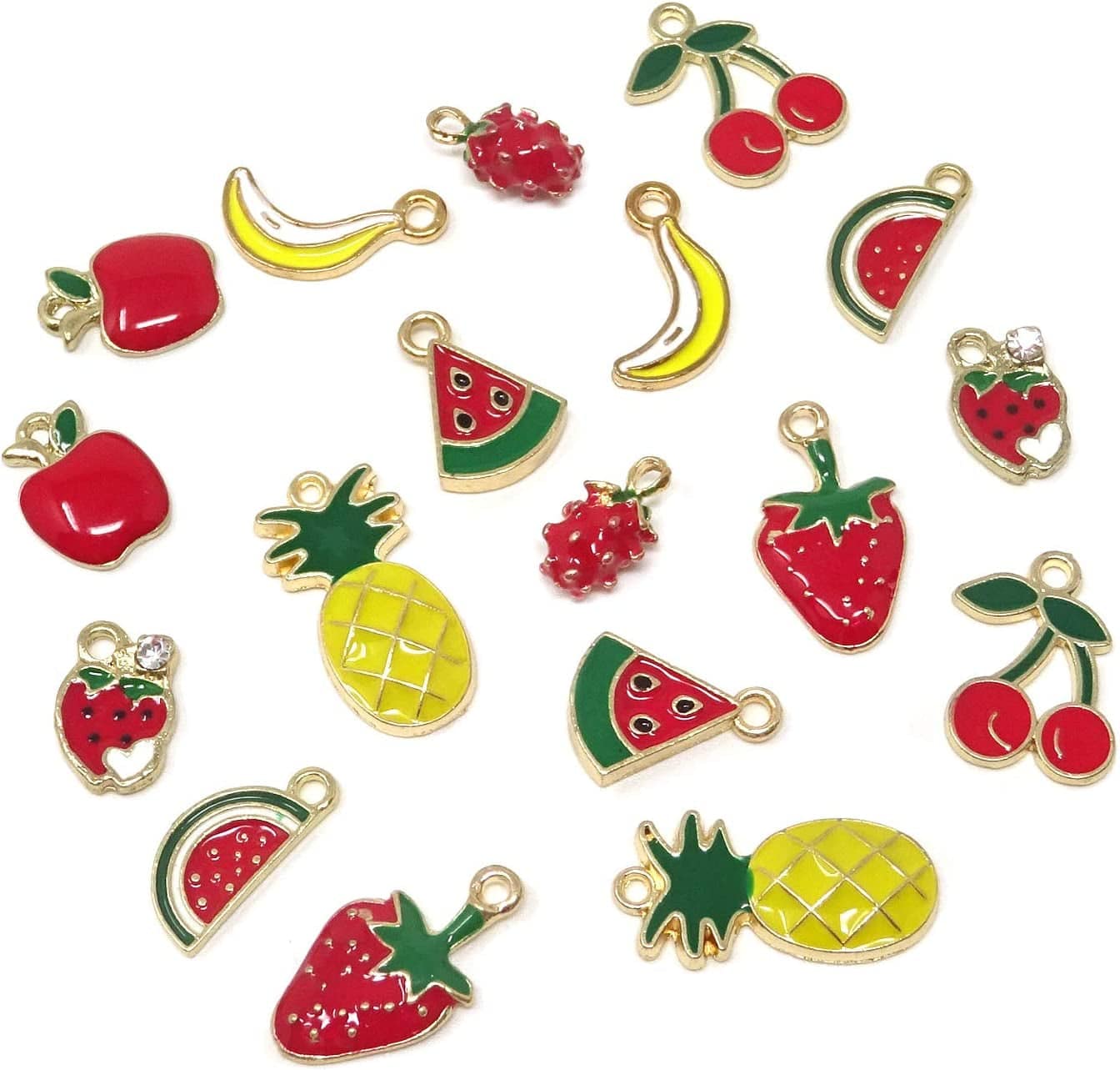 Honbay 18PCS Enamel Fruit Charm Pendants for Jewelry Making or DIY Crafts
