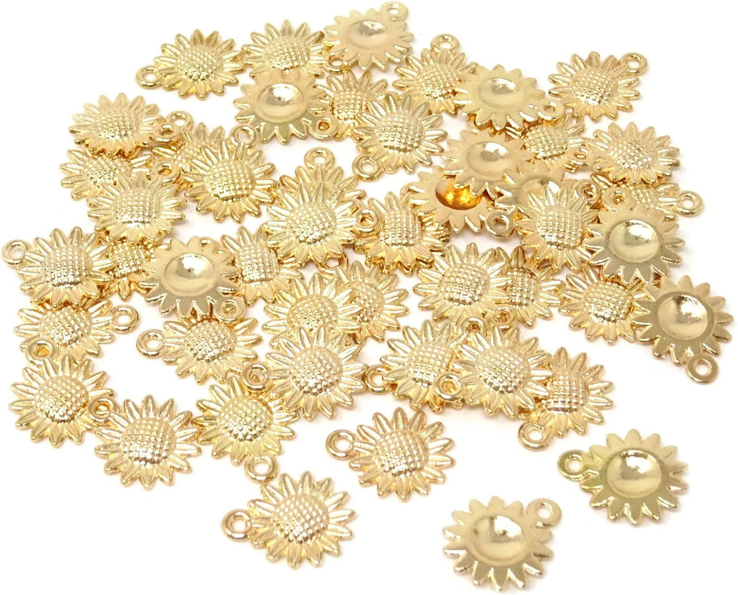 Honbay 50PCS Vintage Alloy Sunflower Charms Pendant for Jewelry Making or DIY Crafts (Silver) KC Gold