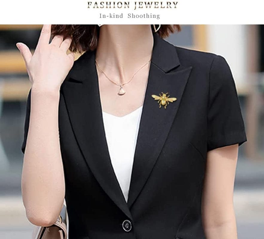 Honey Bee Brooch Lapel Pins for Women 24K Gold Bee Pins Fashion Gift for Birthday Dating Party Anniversary
