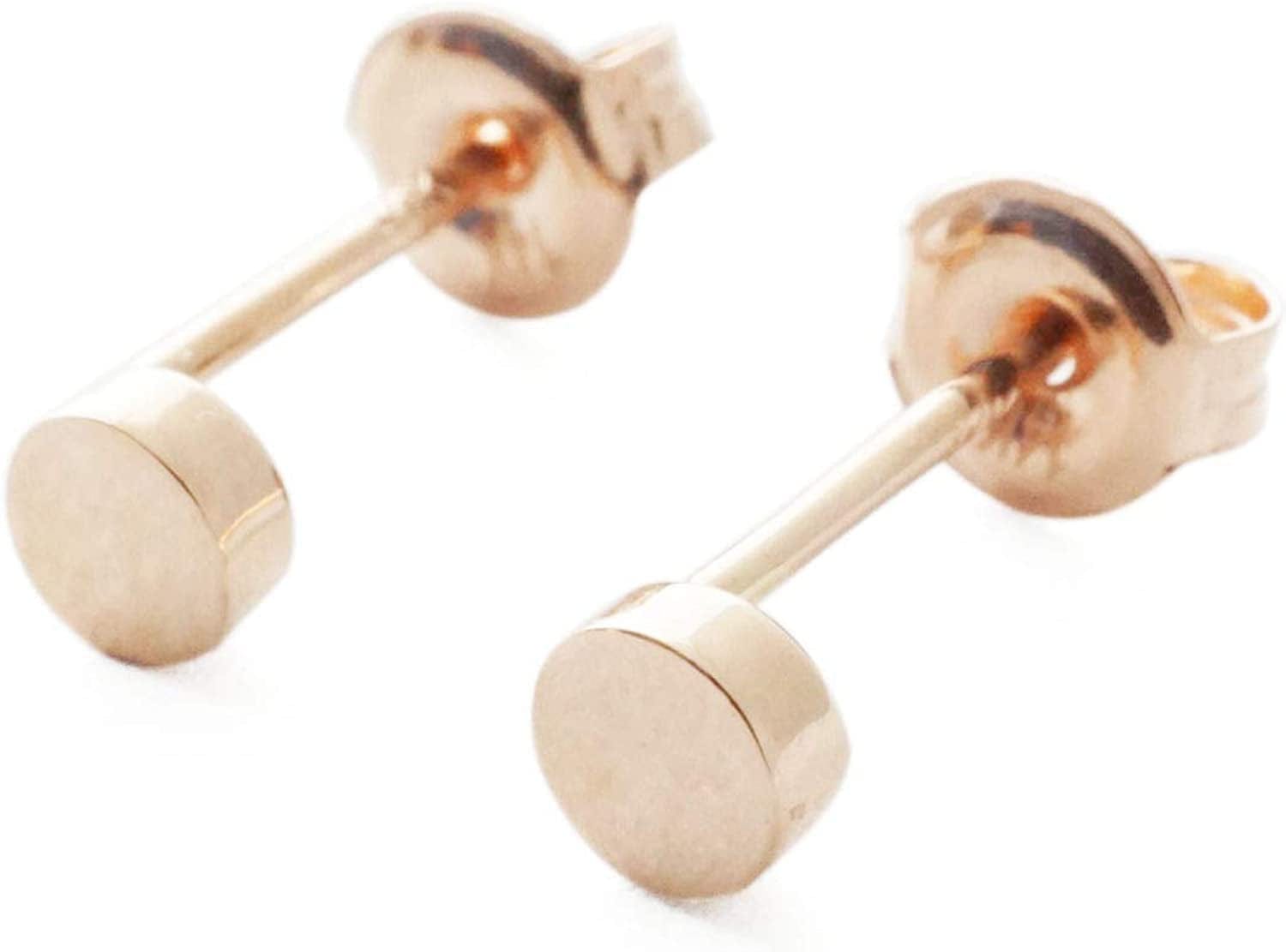 HONEYCAT Circle Stud Earrings in Solid 14K Gold or Rose Gold, 3.5Mm | Minimalist, Delicate Jewelry Rose Gold