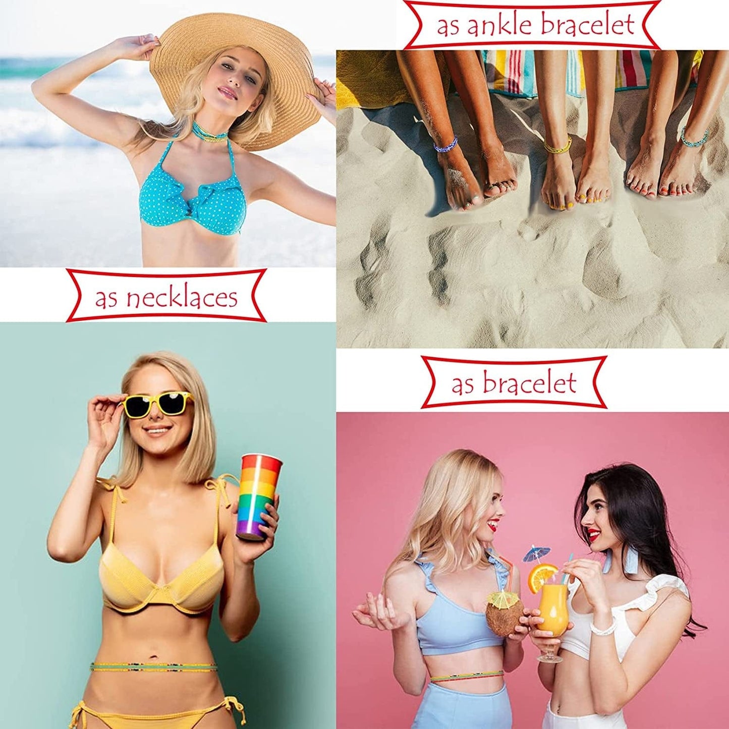 Honsny 24 Pcs Waist Beads for Women, Waist Chains Women Body Chain, Belly Beads Elastic Chain Colorful African Waist Beads plus Size for Loss Beach Bikini Jewelry for Woman Girl Apparel & Accessories > Jewelry > Body Jewelry Honsny