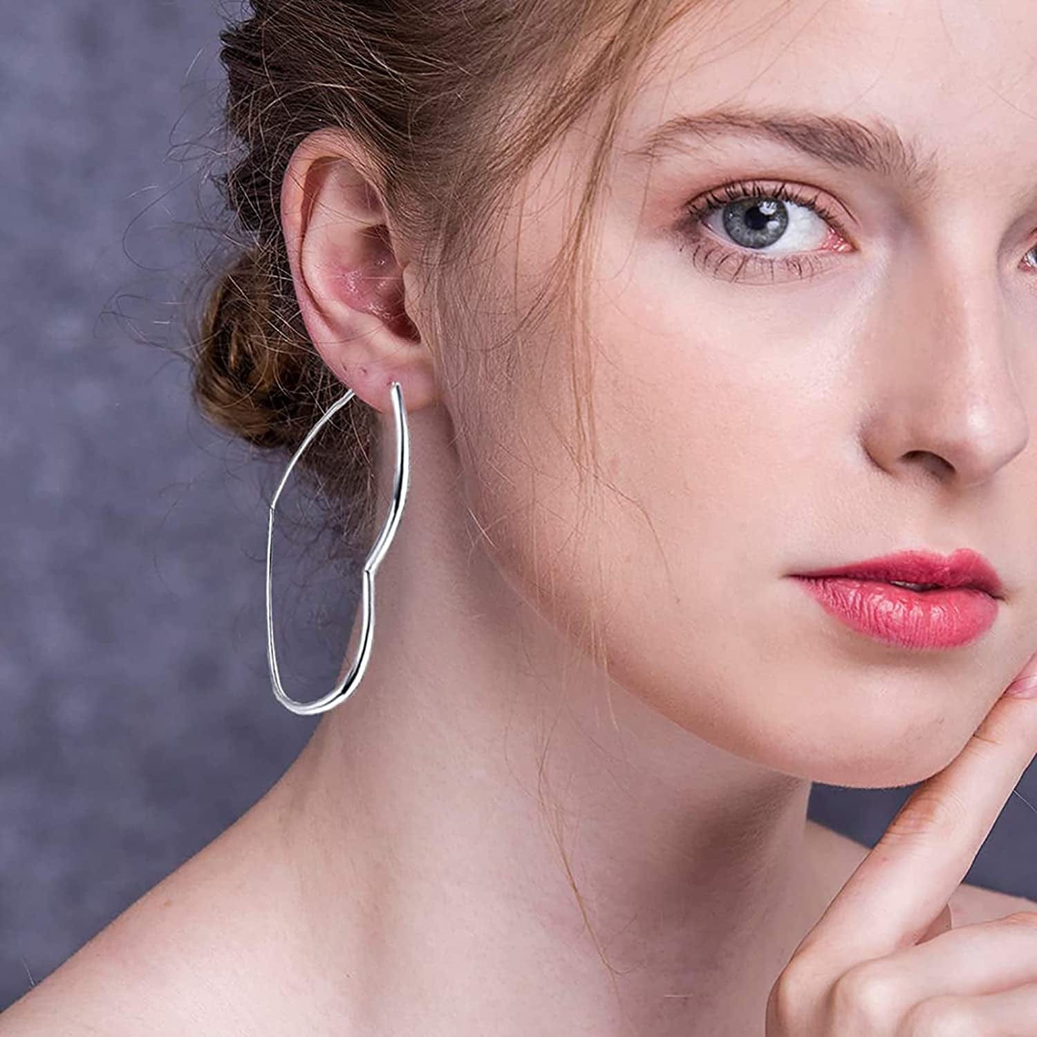 Hoop Earrings, Fashion Jewelry Statement Large Geometric Heart Hoop Earrings for Women Girls Gift