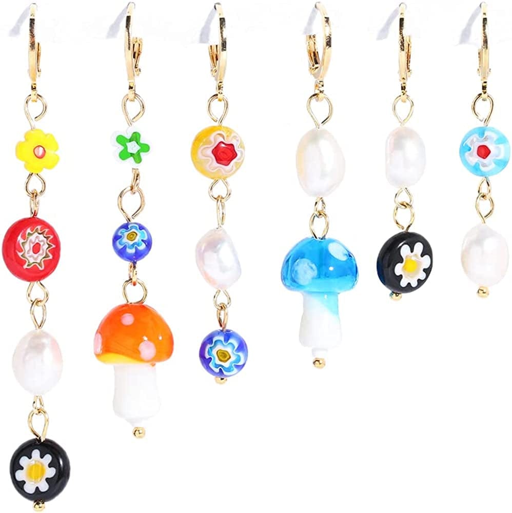 Hoop Earrings for Women Ladies - Y2K Huggie Small Tiny Dangle Hoop Earring with Charm Personalized Cute Multiple Colour Earrings Set Jewelry for Gifts Colorful hoop