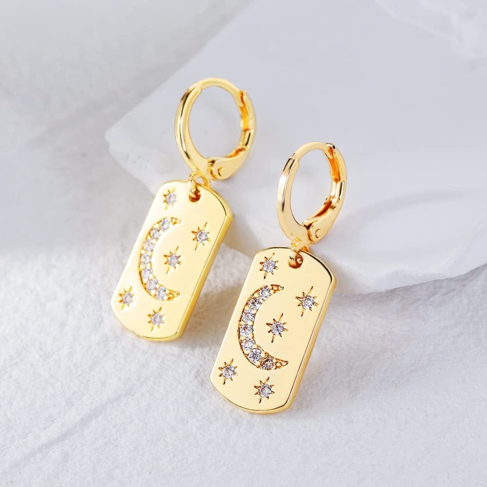 Hoop Earrings for Women Ladies - Y2K Huggie Small Tiny Dangle Hoop Earring with Charm Personalized Cute Multiple Colour Earrings Set Jewelry for Gifts