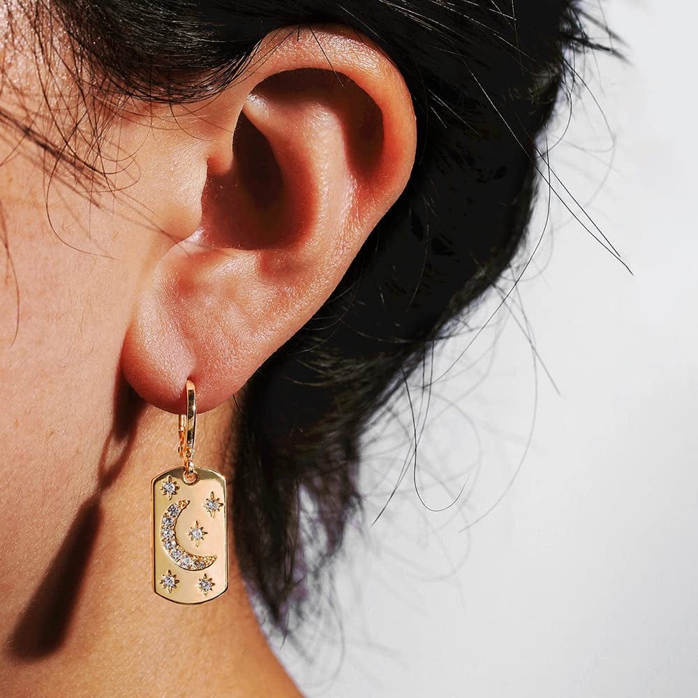 Hoop Earrings for Women Ladies - Y2K Huggie Small Tiny Dangle Hoop Earring with Charm Personalized Cute Multiple Colour Earrings Set Jewelry for Gifts