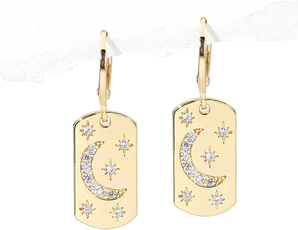 Hoop Earrings for Women Ladies - Y2K Huggie Small Tiny Dangle Hoop Earring with Charm Personalized Cute Multiple Colour Earrings Set Jewelry for Gifts Moon Hoop