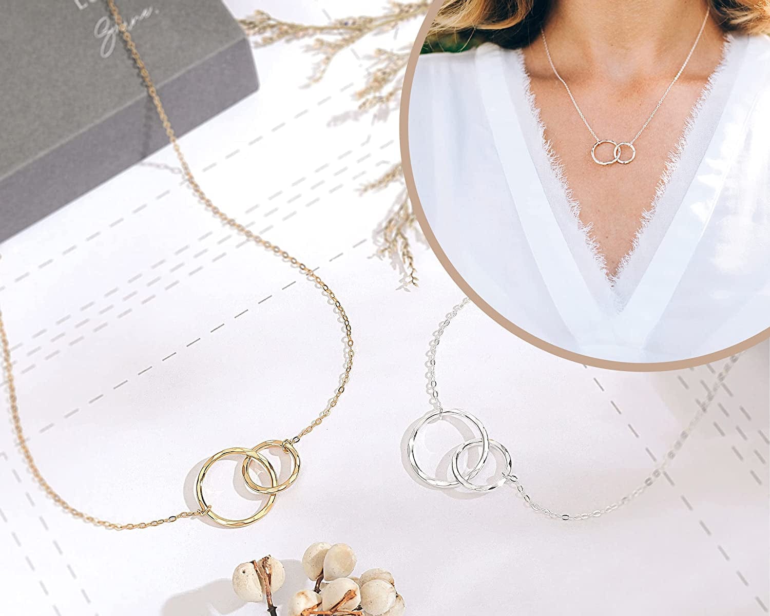 Hope Love Shine Thank You Gifts for Teacher, Sterling Silver Necklace Chain, Vermeil Gold Chain, Double Sided Pendant Chain