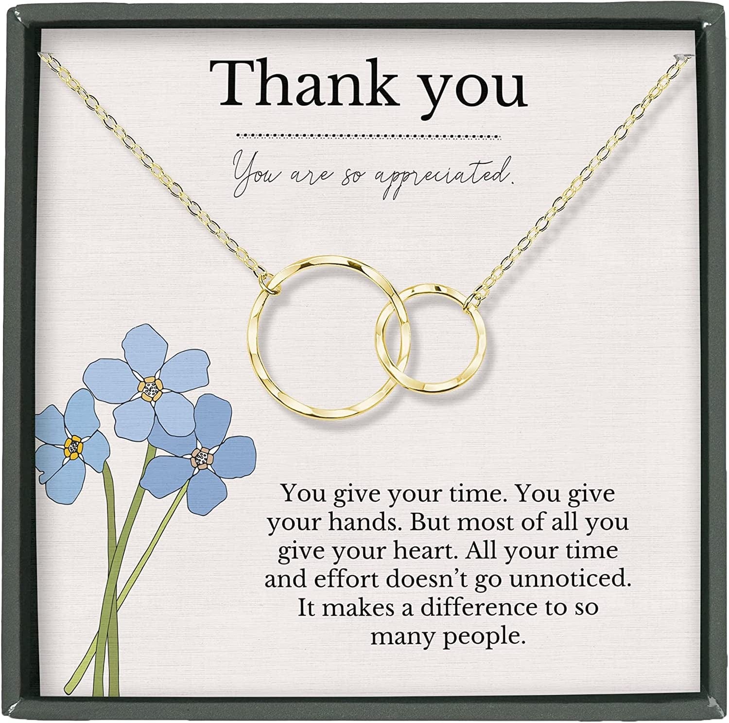 Hope Love Shine Thank You Gifts for Teacher, Sterling Silver Necklace Chain, Vermeil Gold Chain, Double Sided Pendant Chain vermeil