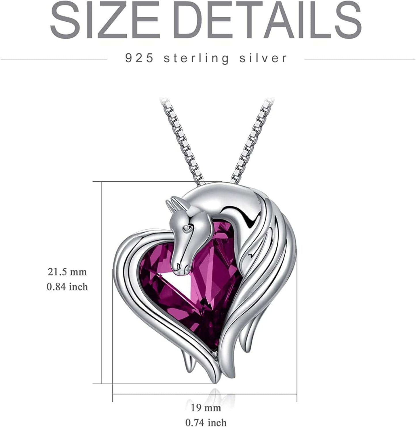 Horse Necklace Sterling Silver Horse in Heart Pendant Necklace Animal Horse Jewelry Gift for Women Teen Girls Horse Lovers, Embellished with Crystals from Austria