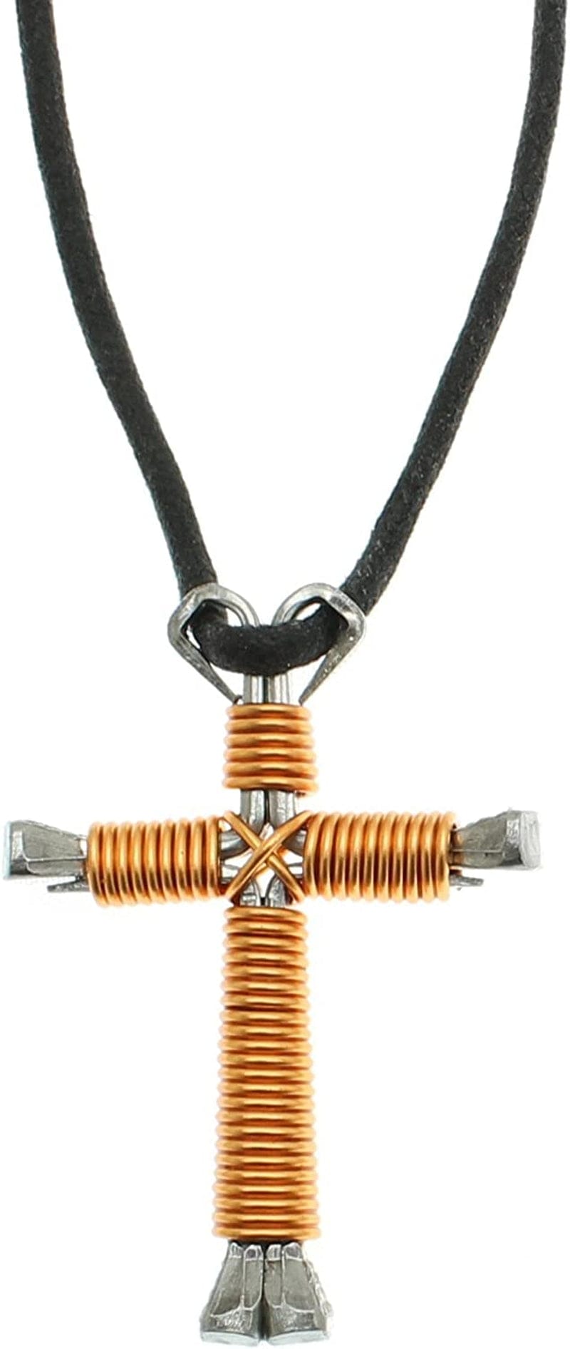 Horseshoe Nail Cross Necklace Copper