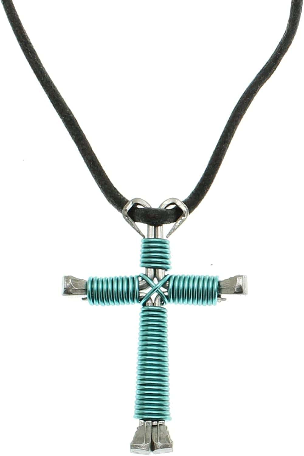 Horseshoe Nail Cross Necklace Blue, Baby