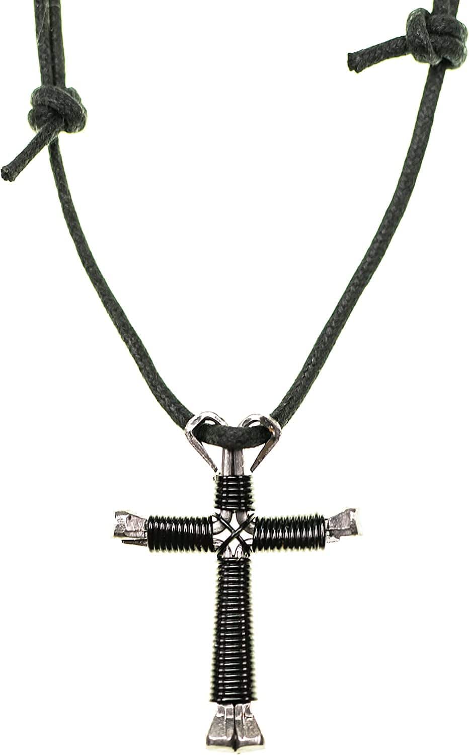 Horseshoe Nail Cross Necklace
