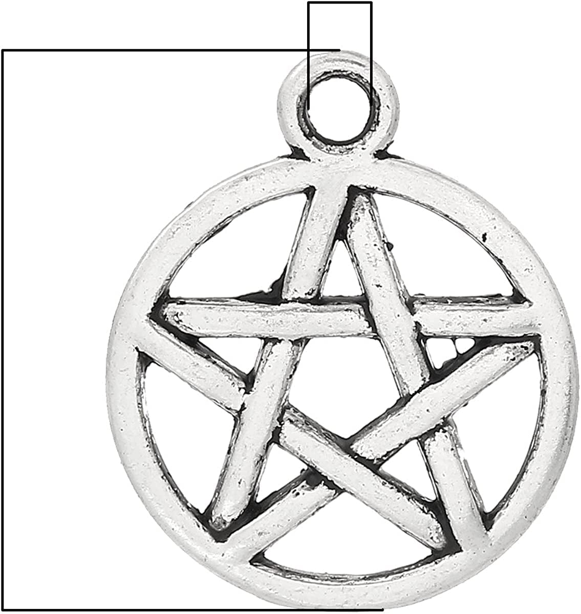 Housweety 50 Silver Tone Pentagram Charms Pendants 20X17Mm