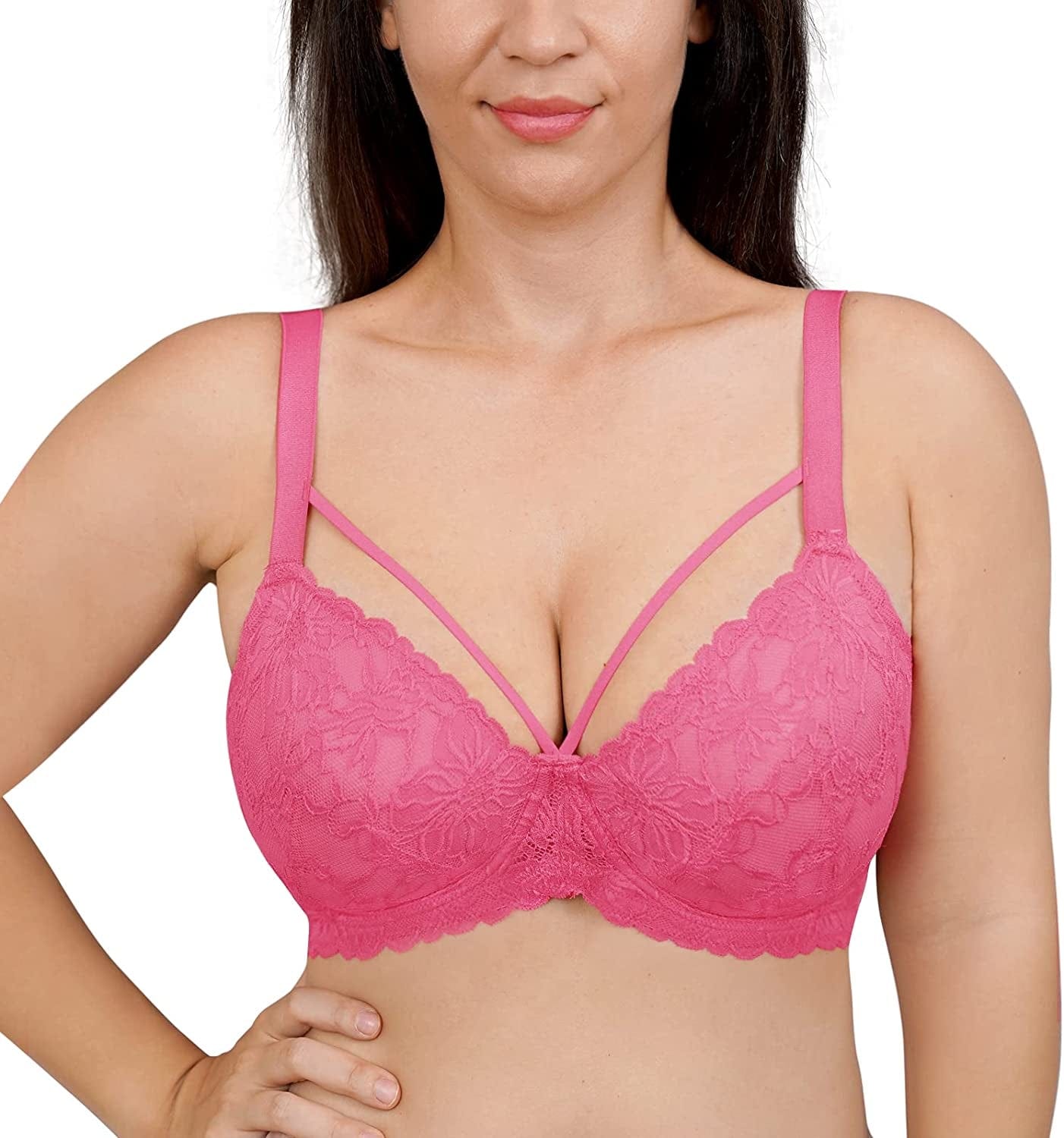 HSIA Minimizer Bra for Women,Unlined Non Padded Lace Sexy plus Size Bras Full Figure Honeysuckle / 42DDD