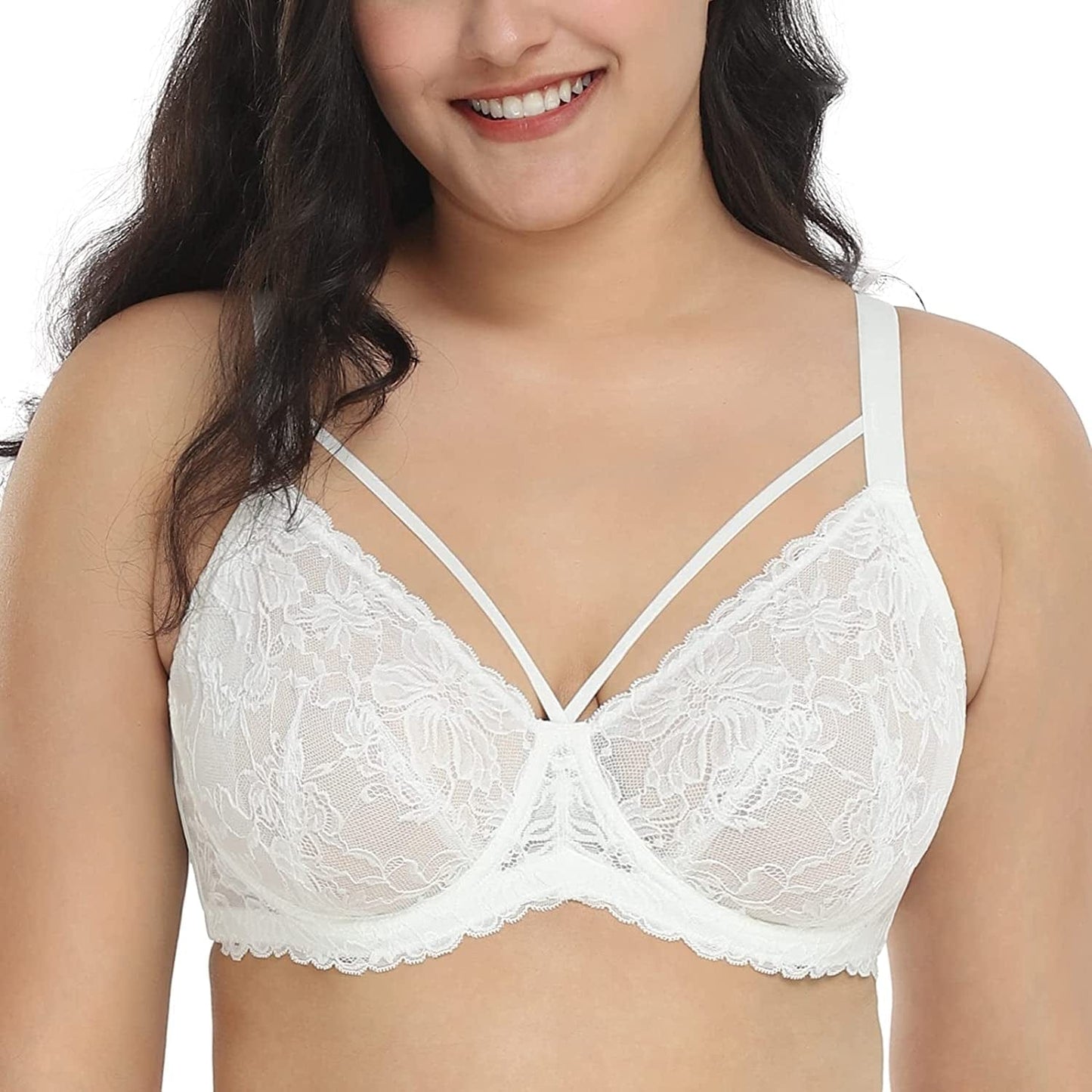 HSIA Minimizer Bra for Women,Unlined Non Padded Lace Sexy plus Size Bras Full Figure White / 40DDD