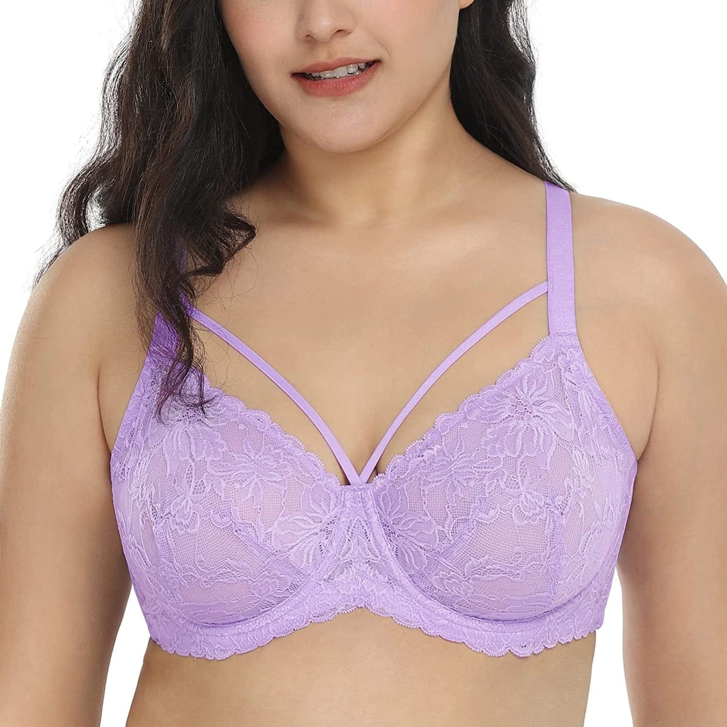 HSIA Minimizer Bra for Women,Unlined Non Padded Lace Sexy plus Size Bras Full Figure Purple / 42D