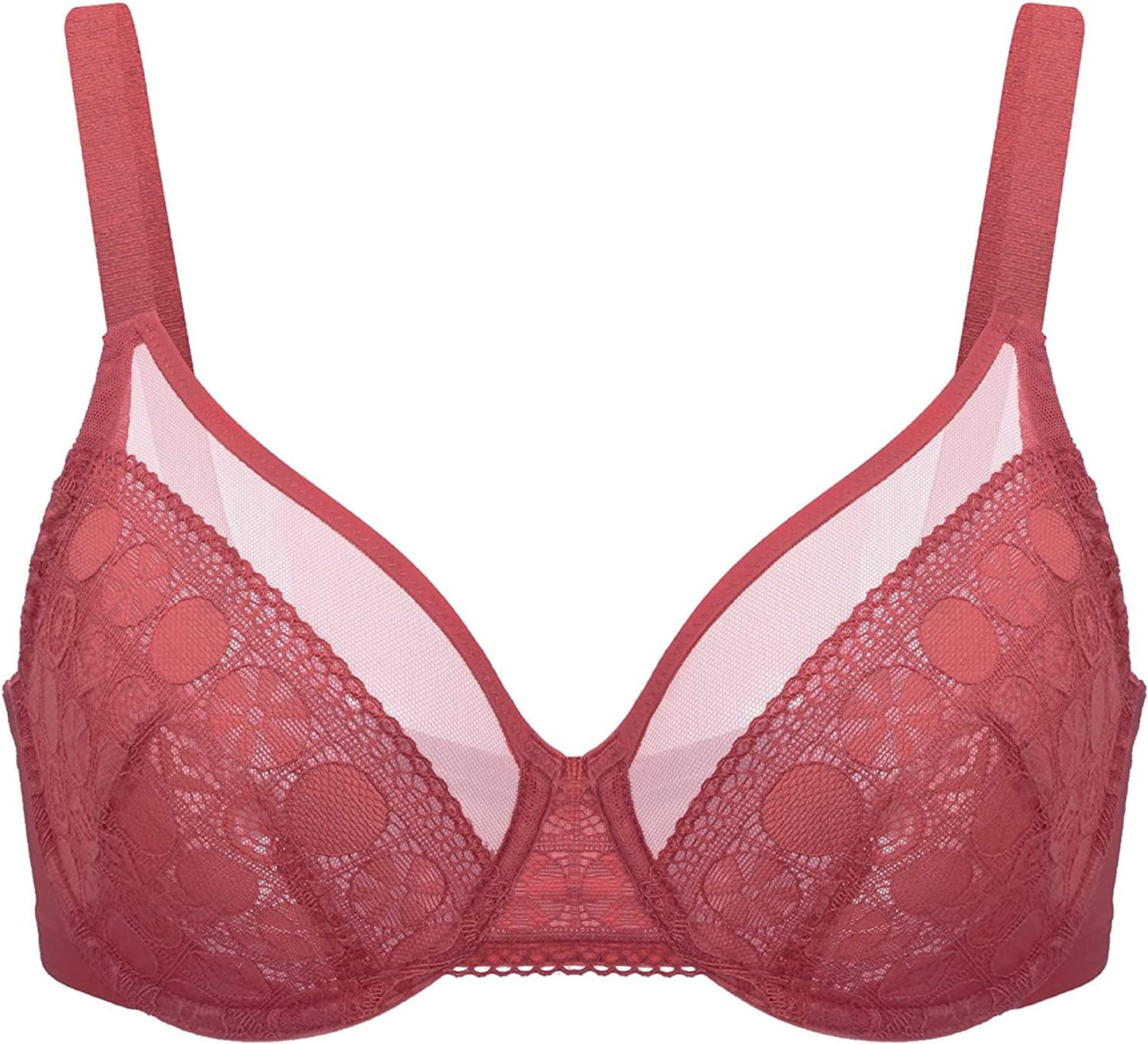 HSIA Minimizer Bras for Women Full Coverage Underwire Bras plus Size,Lifting Lace Bra for Heavy Breast Tibetan Red-1 / 42D