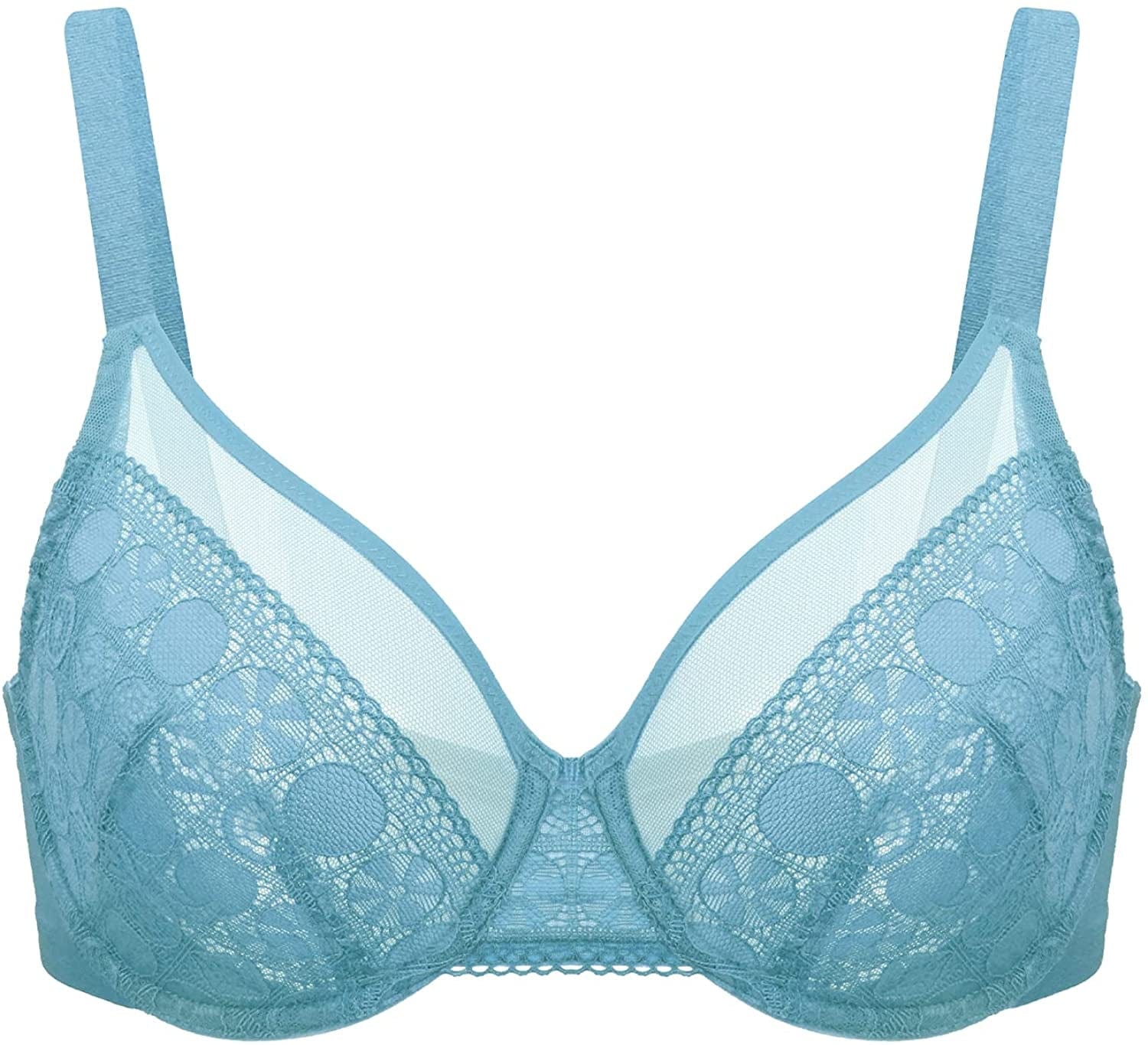 HSIA Minimizer Bras for Women Full Coverage Underwire Bras plus Size,Lifting Lace Bra for Heavy Breast Dusty Turquoise / 34C