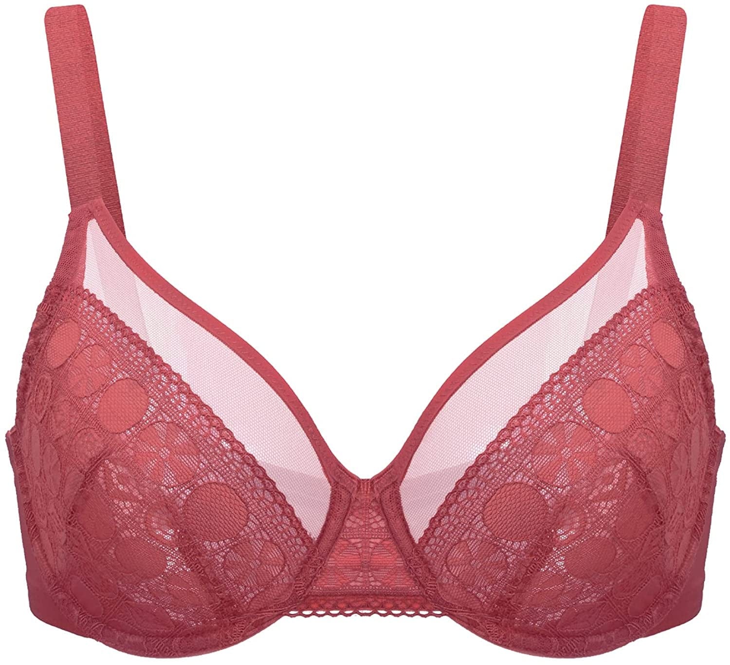 HSIA Minimizer Bras for Women Full Coverage Underwire Bras plus Size,Lifting Lace Bra for Heavy Breast Tibetan Red-1 / 38D