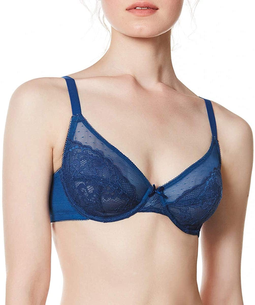 HSIA Minimizer Bras for Women Full Coverage Underwire Bras plus Size,Lifting Lace Bra for Heavy Breast Royal Blue / 38DD
