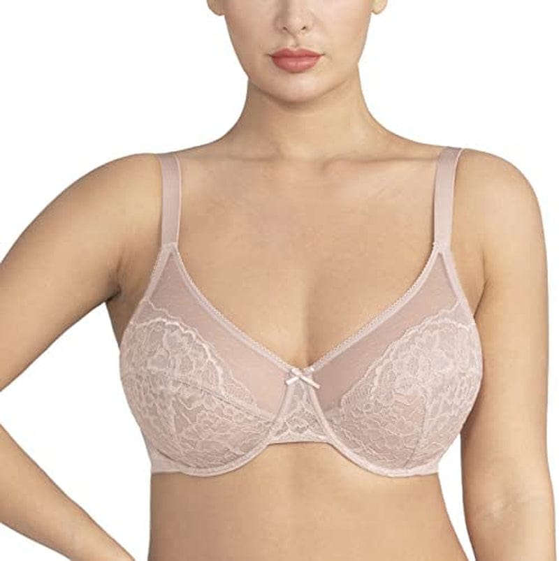 HSIA Minimizer Bras for Women Full Coverage Underwire Bras plus Size,Lifting Lace Bra for Heavy Breast Dark Pink / 42D